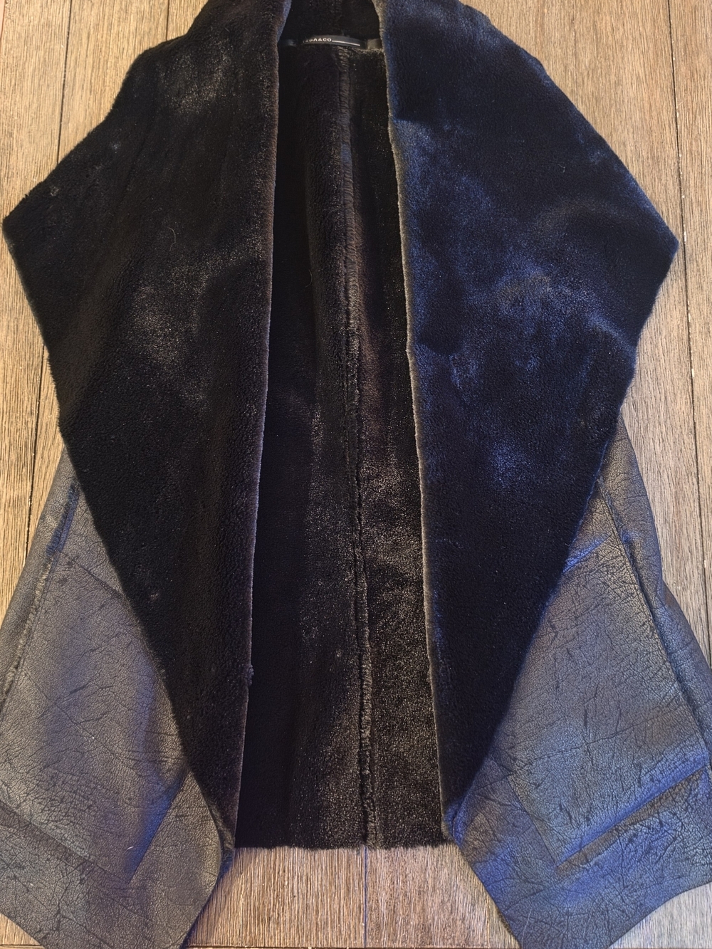 Isda & Co Faux Shearling Vest with Leather-Look Panels — Black